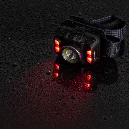 Linterna frontal LED recargable y regulable con sensor y luz roja LED/15W/5V IP66 430 brillante 1800 mAh