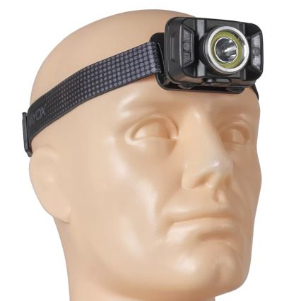 Linterna frontal LED recargable y regulable con sensor y luz roja LED/15W/5V IP66 430 brillante 1800 mAh