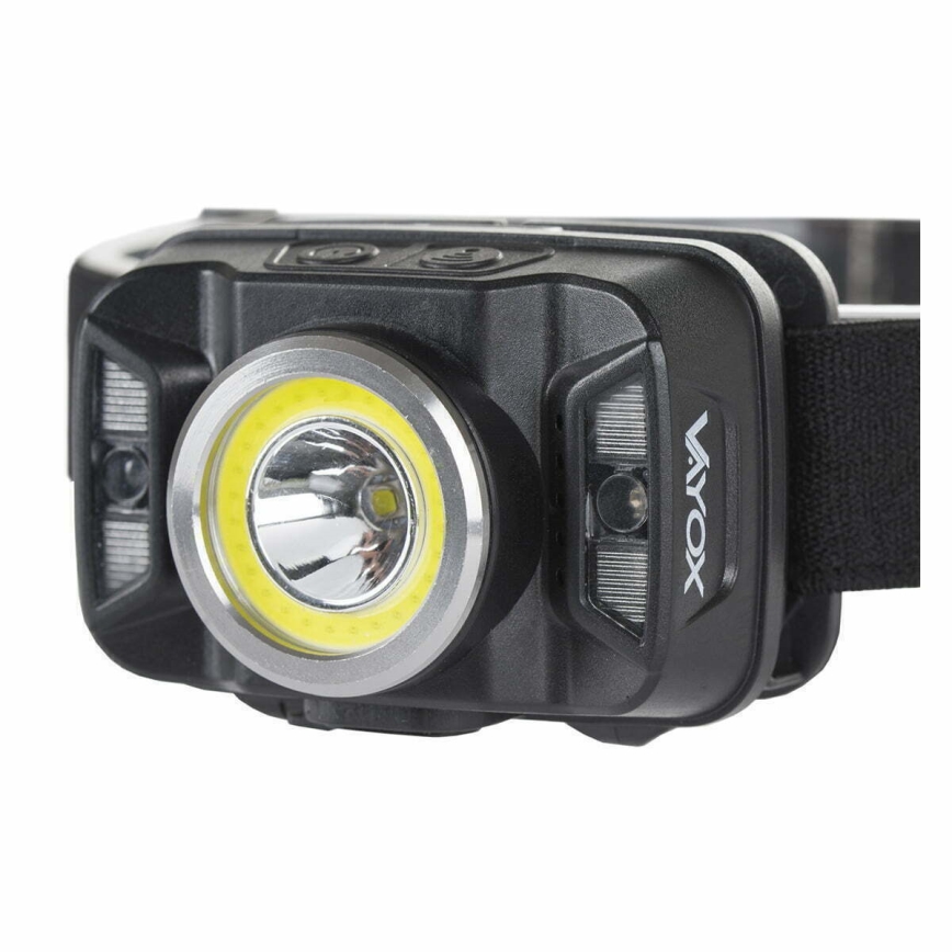 Linterna frontal LED recargable y regulable con sensor y luz roja LED/15W/5V IP66 430 brillante 1800 mAh