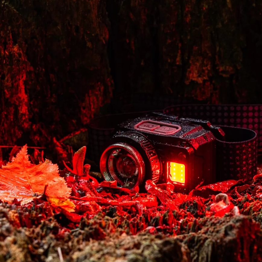 Linterna frontal LED recargable y regulable con sensor y luz roja LED/6W/5V/3xAAA IP44 500 brillante 1200 mAh