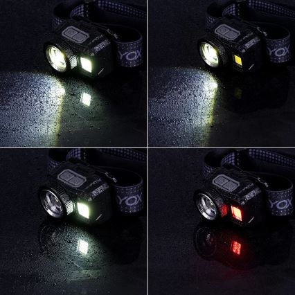 Linterna frontal LED recargable y regulable con sensor y luz roja LED/6W/5V/3xAAA IP44 500 brillante 1200 mAh