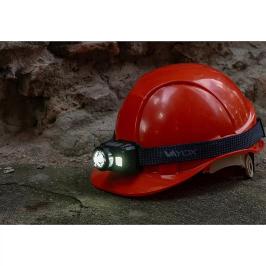 Linterna frontal LED recargable y regulable con sensor y luz roja LED/6W/5V/3xAAA IP44 500 brillante 1200 mAh