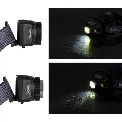 Linterna frontal LED recargable y regulable con sensor y luz roja LED/6W/5V/3xAAA IP44 500 brillante 1200 mAh