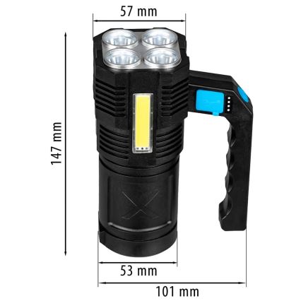 Linterna LED recargable y regulable LED/5V IPX4 250 brillante 1200 mAh