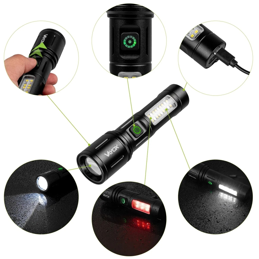 Linterna LED recargable y regulable LED/5W/5V IPX4 260 brillante 2000 mAh