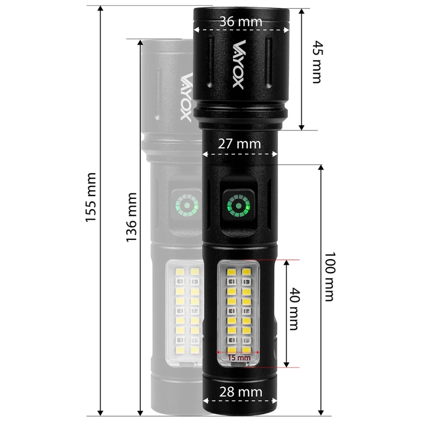 Linterna LED recargable y regulable LED/5W/5V IPX4 260 brillante 2000 mAh
