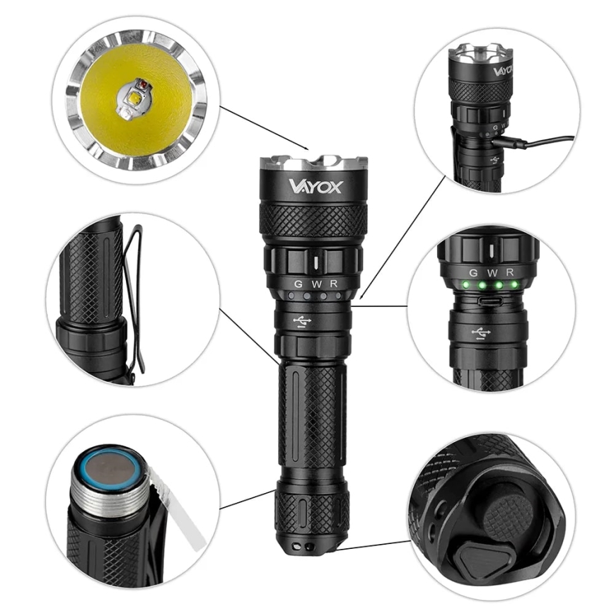 Linterna LED RGBW recargable y regulable LED/15W/5V IP66 1500 brillante 2000 mAh