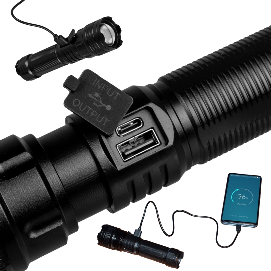 Linterna LED regulable y recargable con función power bank LED/10W/5V IPX4 600 brillante 2000 mAh