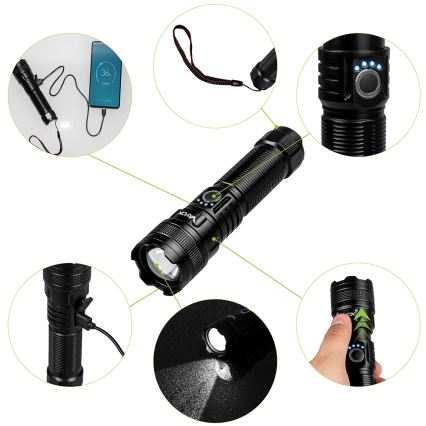 Linterna LED regulable y recargable con función power bank LED/10W/5V IPX4 600 brillante 2000 mAh