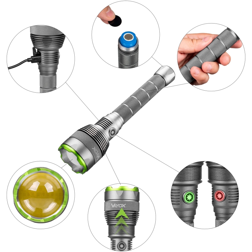 Linterna LED regulable recargable con función power bank LED/5V IPX7 10000 brillante 2600 mAh