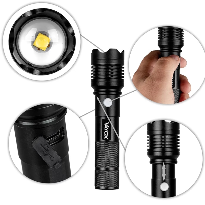 Linterna recargable LED LED/10W/5V IPX4 800 brillante 1200 mAh