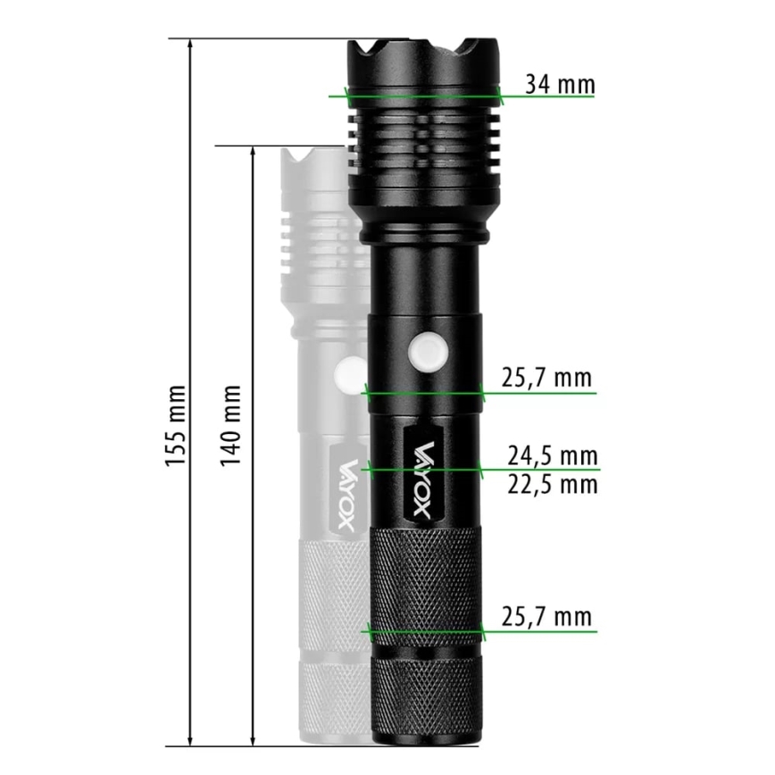 Linterna recargable LED LED/10W/5V IPX4 800 brillante 1200 mAh