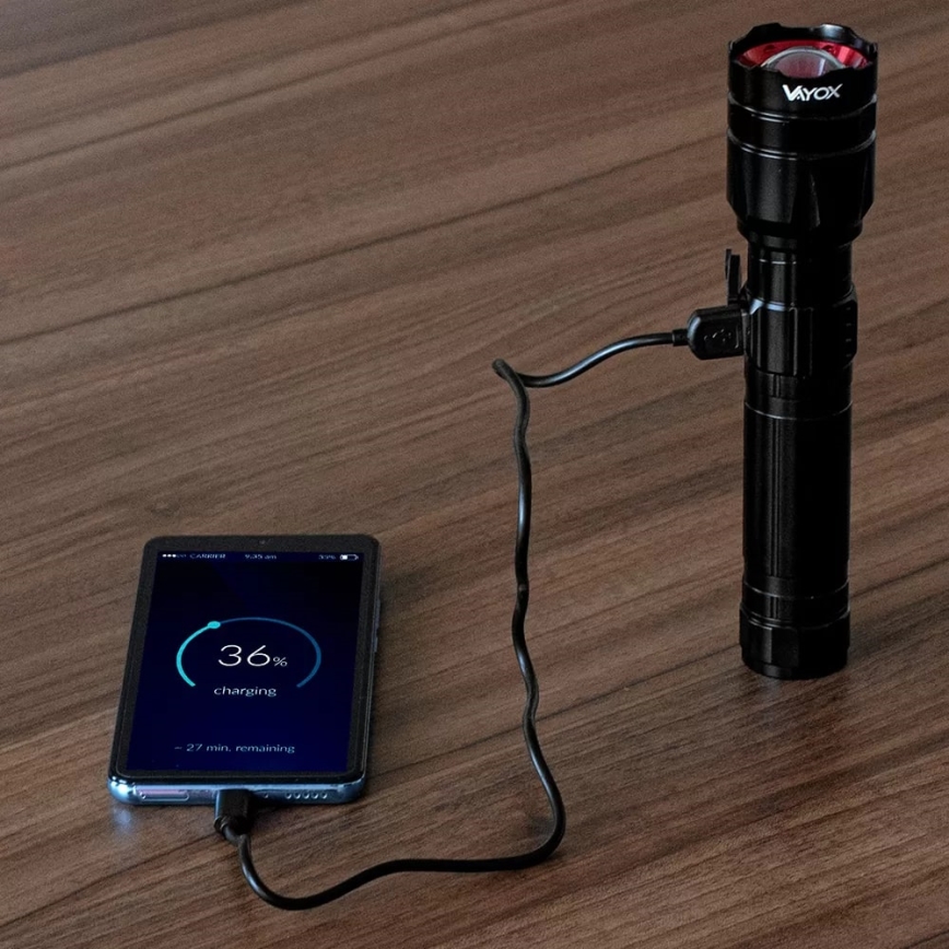 Linterna recargable LED regulable con función de power bank LED/30W/5V IPX5 1060 brillante 5000 mAh