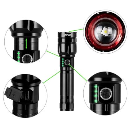 Linterna recargable LED regulable con función de power bank LED/30W/5V IPX5 1060 brillante 5000 mAh