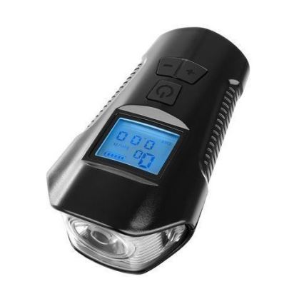 Linterna recargable LED para bicicleta con contador LED y timbre LED/1500 mAh IP65