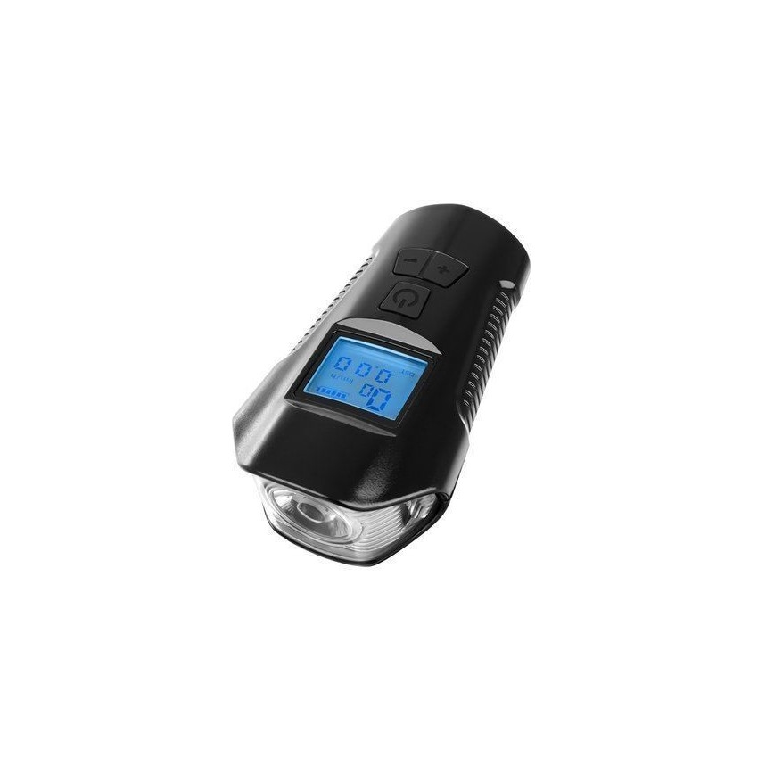 Linterna recargable LED para bicicleta con contador LED y timbre LED/1500 mAh IP65