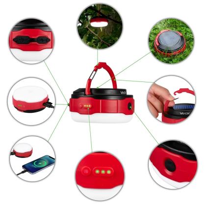 Linterna solar recargable LED regulable con función power bank LED/3W/5V 3000/4000/6500K IPX6 500 brillante 2000 mAh