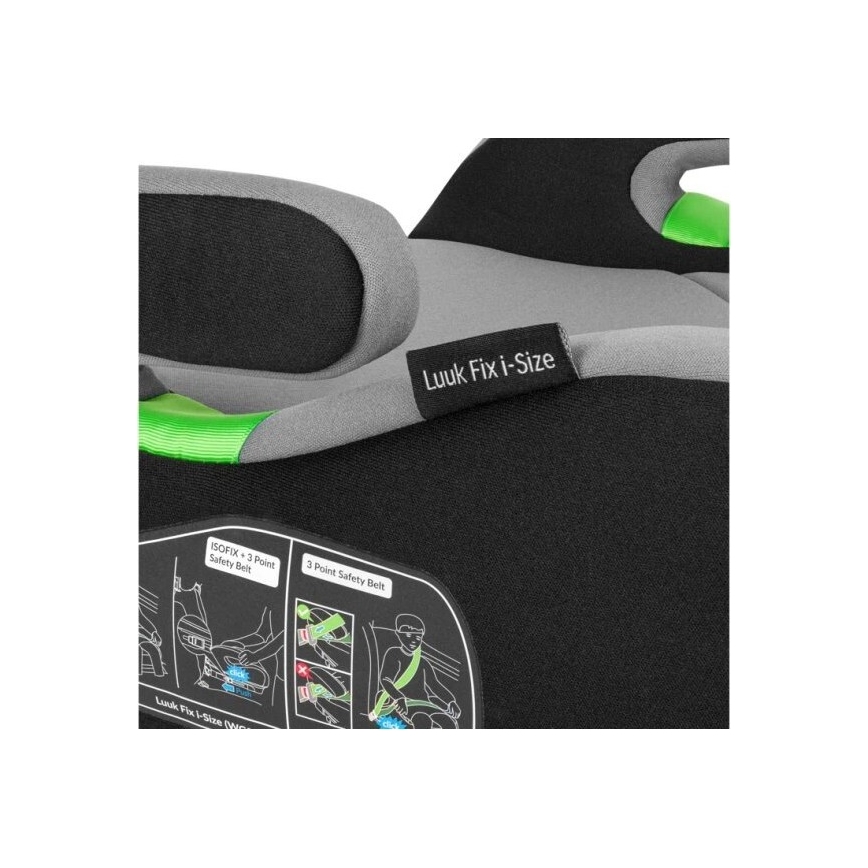 Lionelo - Asiento elevador para coche LUUK FIX i-Tamaño 125-150 cm negro/gris