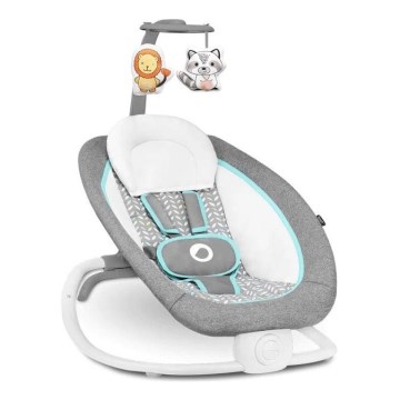 Lionelo - Balancín vibrador para bebés con melody PASCAL gris/turquesa