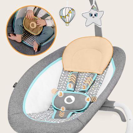 Lionelo - Balancín vibrador para bebés con melody PASCAL gris/turquesa