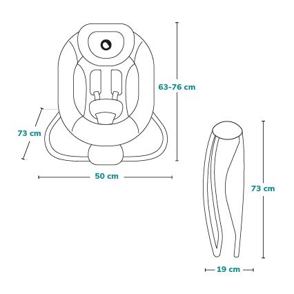Lionelo - Balancín vibrador para bebés con melody PASCAL gris/turquesa