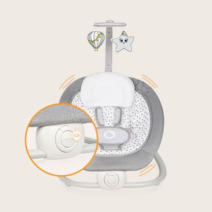Lionelo - Balancín vibrador para bebés Con una melodía PASCAL gris