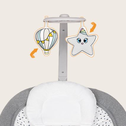 Lionelo - Balancín vibrador para bebés Con una melodía PASCAL gris