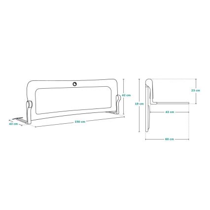 Lionelo - Barrera de seguridad para camas EVA gris