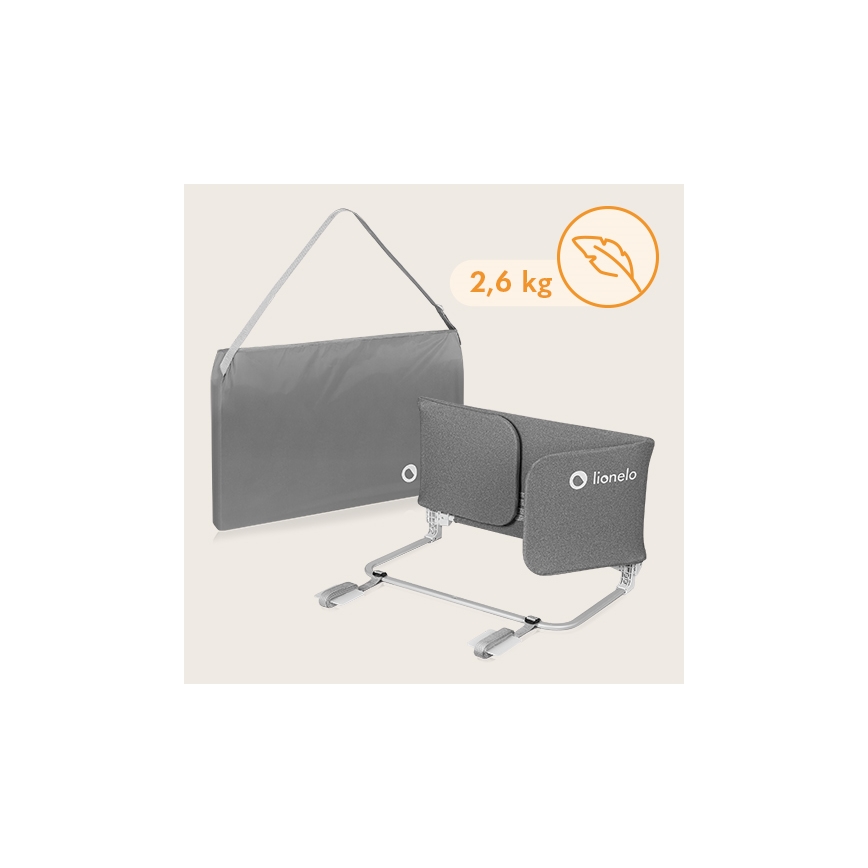 Lionelo - Barrera de seguridad para camas LORA XL gris oscuro