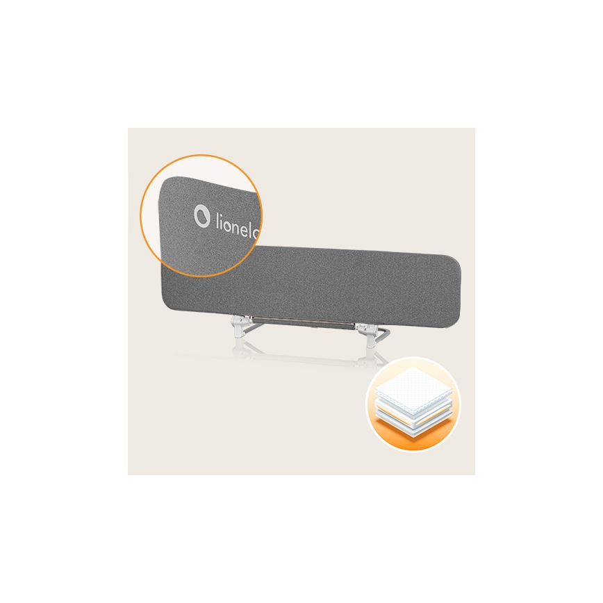 Lionelo - Barrera de seguridad para camas LORA XL gris oscuro