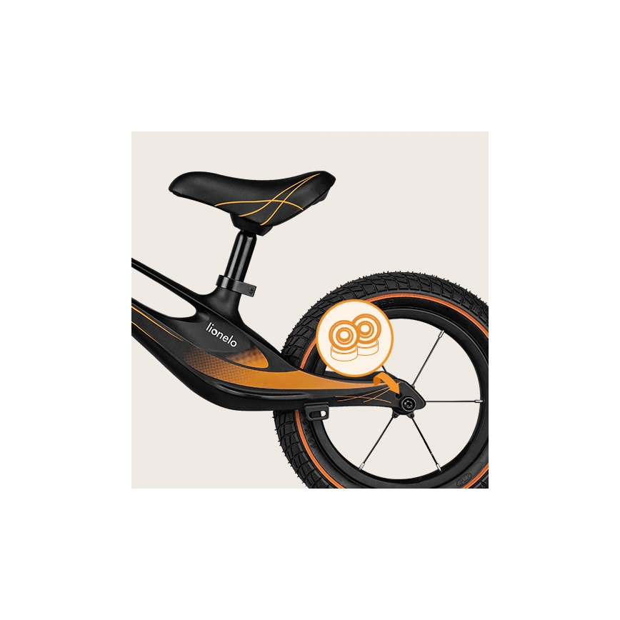 Lionelo - Bicicleta de empuje BART AIR negro/naranja