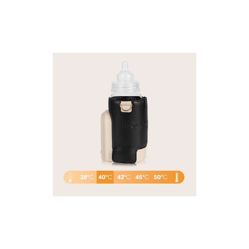 Lionelo - Calentador de biberones recargable THERMUP GO EVO 18W/5V negro/beige