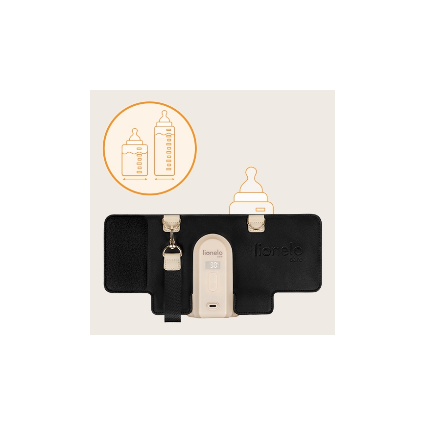 Lionelo - Calentador de biberones recargable THERMUP GO EVO 18W/5V negro/beige