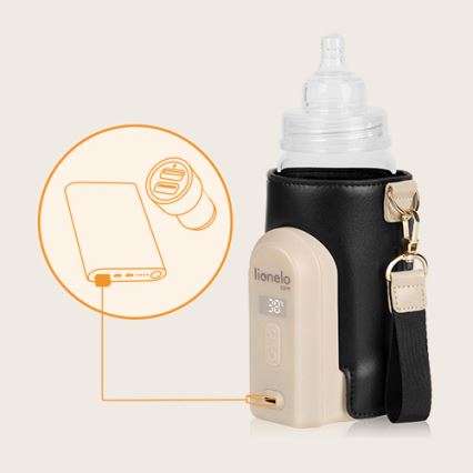 Lionelo - Calentador de biberones recargable THERMUP GO EVO 18W/5V negro/beige