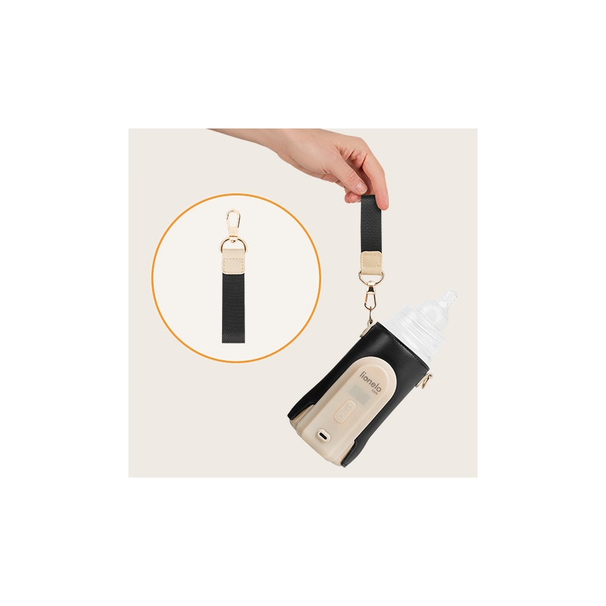 Lionelo - Calentador de biberones recargable THERMUP GO EVO 18W/5V negro/beige