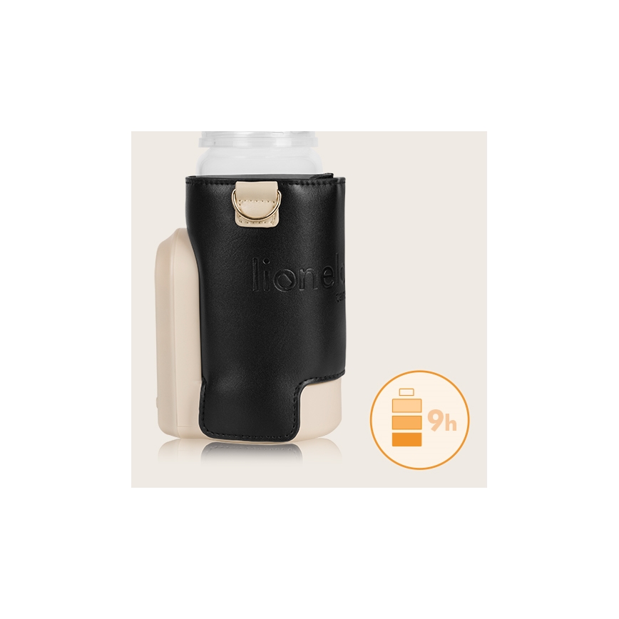 Lionelo - Calentador de biberones recargable THERMUP GO EVO 18W/5V negro/beige