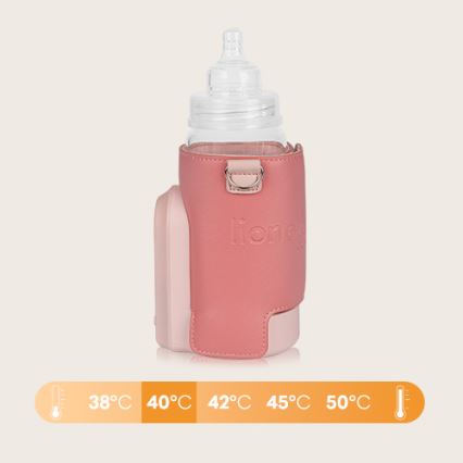 Lionelo - Calentador de biberones recargable THERMUP GO EVO 18W/5V rosa