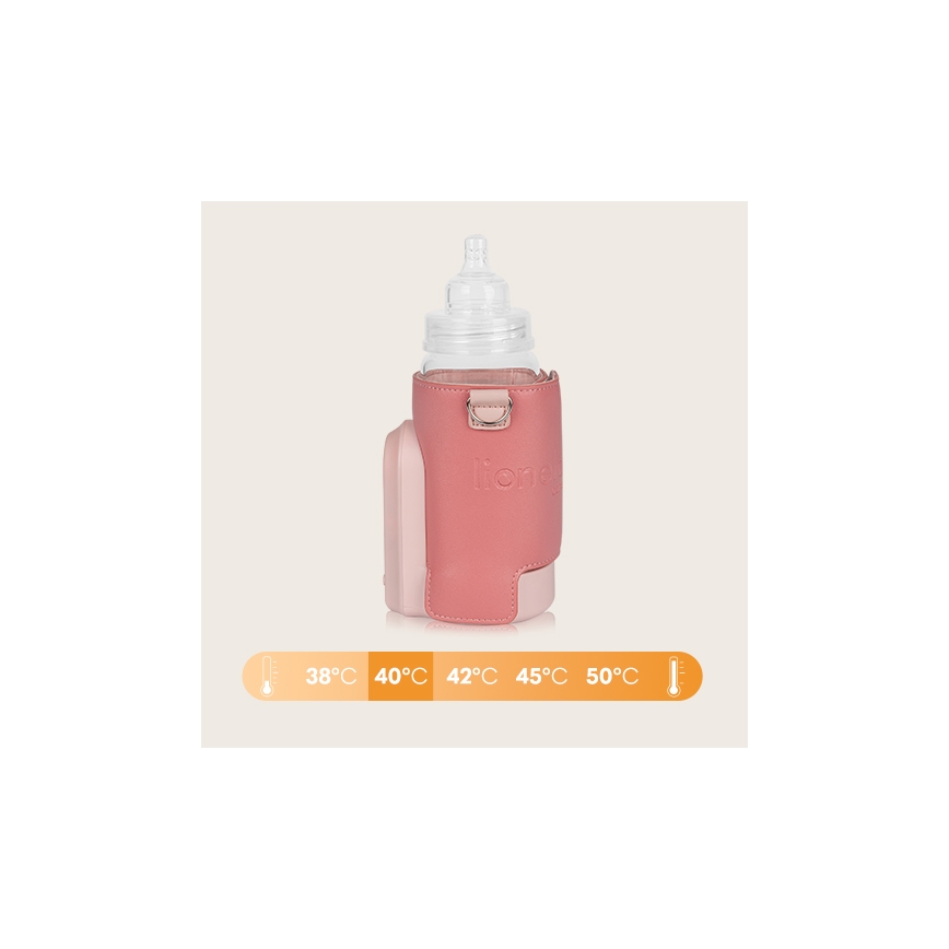 Lionelo - Calentador de biberones recargable THERMUP GO EVO 18W/5V rosa