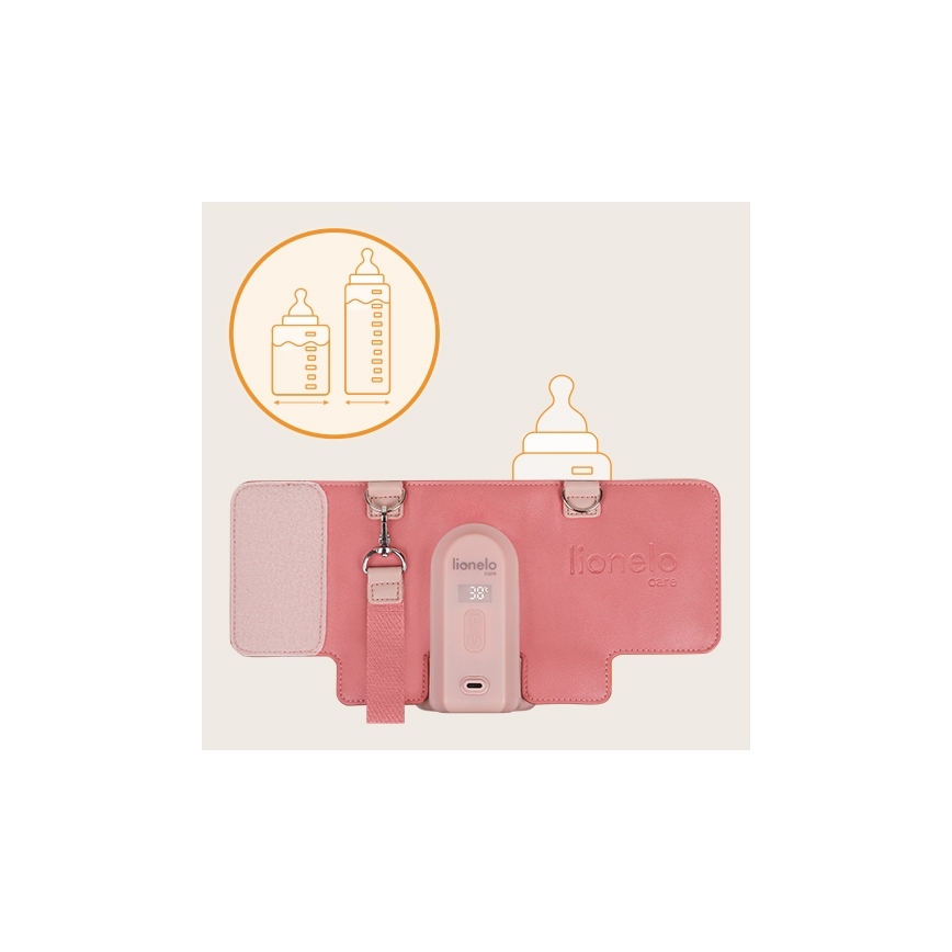 Lionelo - Calentador de biberones recargable THERMUP GO EVO 18W/5V rosa