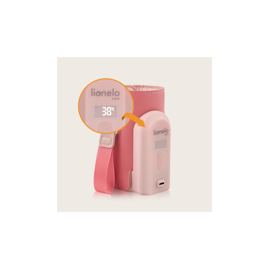 Lionelo - Calentador de biberones recargable THERMUP GO EVO 18W/5V rosa