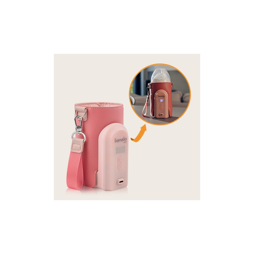 Lionelo - Calentador de biberones recargable THERMUP GO EVO 18W/5V rosa