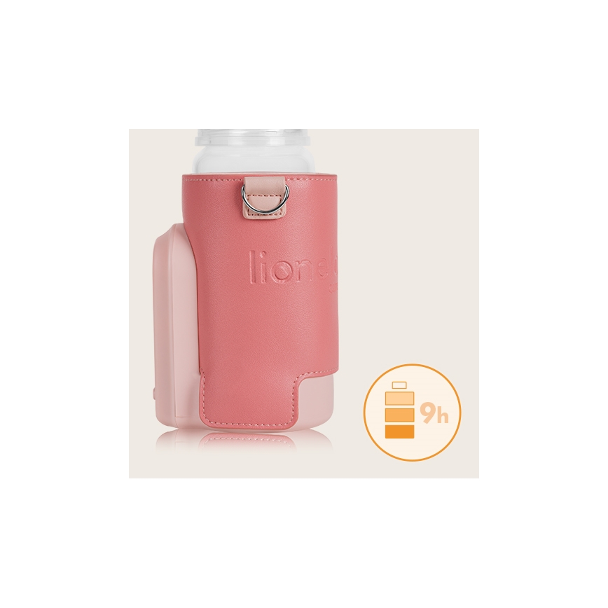 Lionelo - Calentador de biberones recargable THERMUP GO EVO 18W/5V rosa