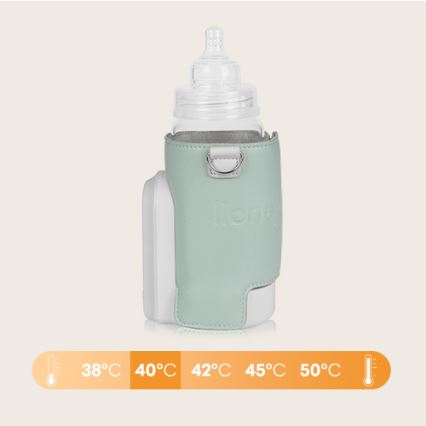 Lionelo - Calentador de biberones recargable THERMUP GO EVO 18W/5V Verde/blanco