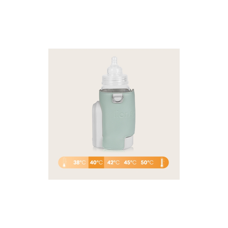 Lionelo - Calentador de biberones recargable THERMUP GO EVO 18W/5V Verde/blanco