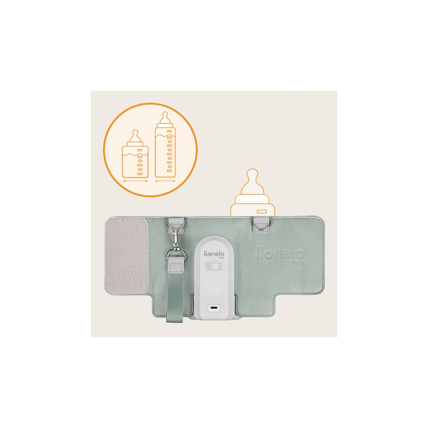 Lionelo - Calentador de biberones recargable THERMUP GO EVO 18W/5V Verde/blanco