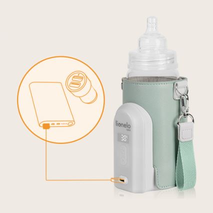 Lionelo - Calentador de biberones recargable THERMUP GO EVO 18W/5V Verde/blanco