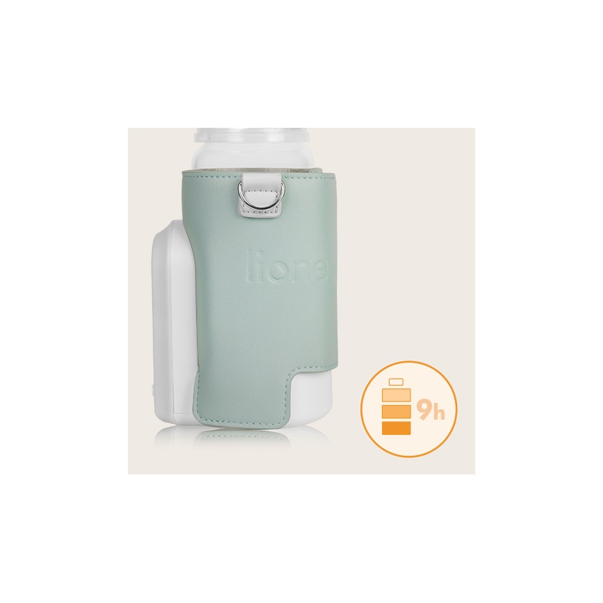 Lionelo - Calentador de biberones recargable THERMUP GO EVO 18W/5V Verde/blanco