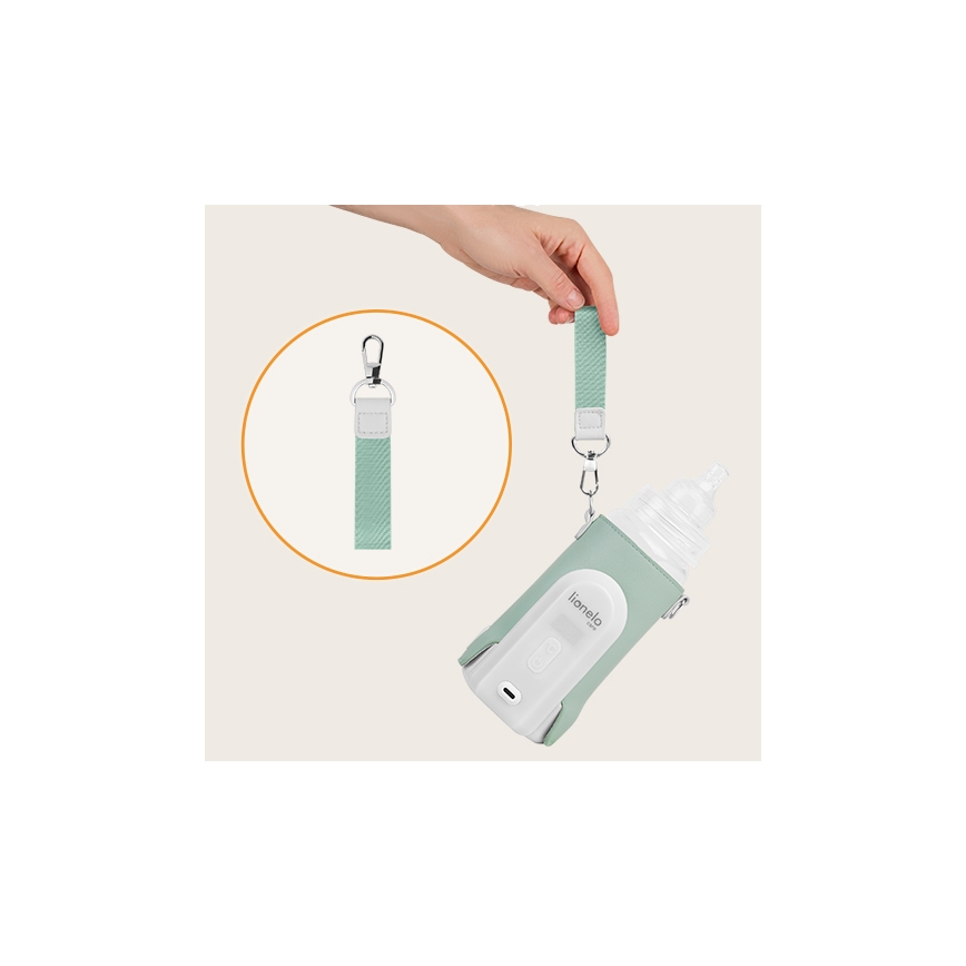 Lionelo - Calentador de biberones recargable THERMUP GO EVO 18W/5V Verde/blanco