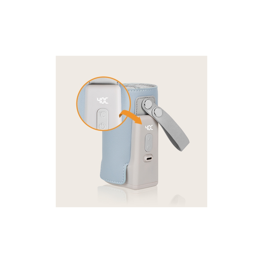 Lionelo - Calentador de biberones recargable THERMUP GO PLUS 10W/5V azul/gris