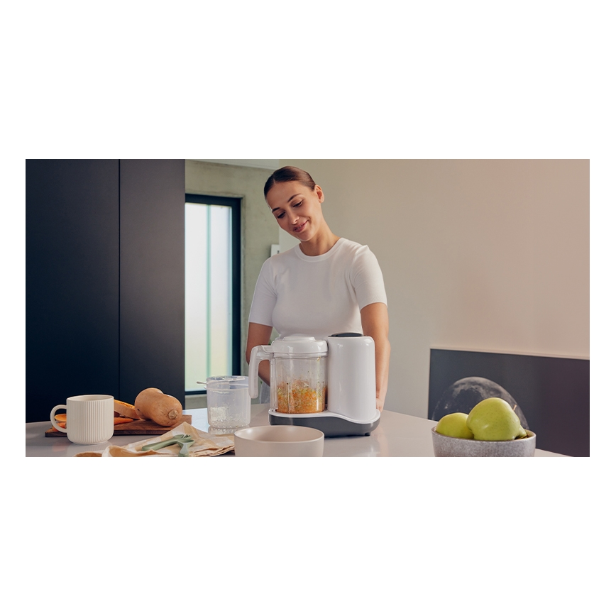 Lionelo - Cocina de vapor 5en1 BABYMENU 110W/230V blanco/gris